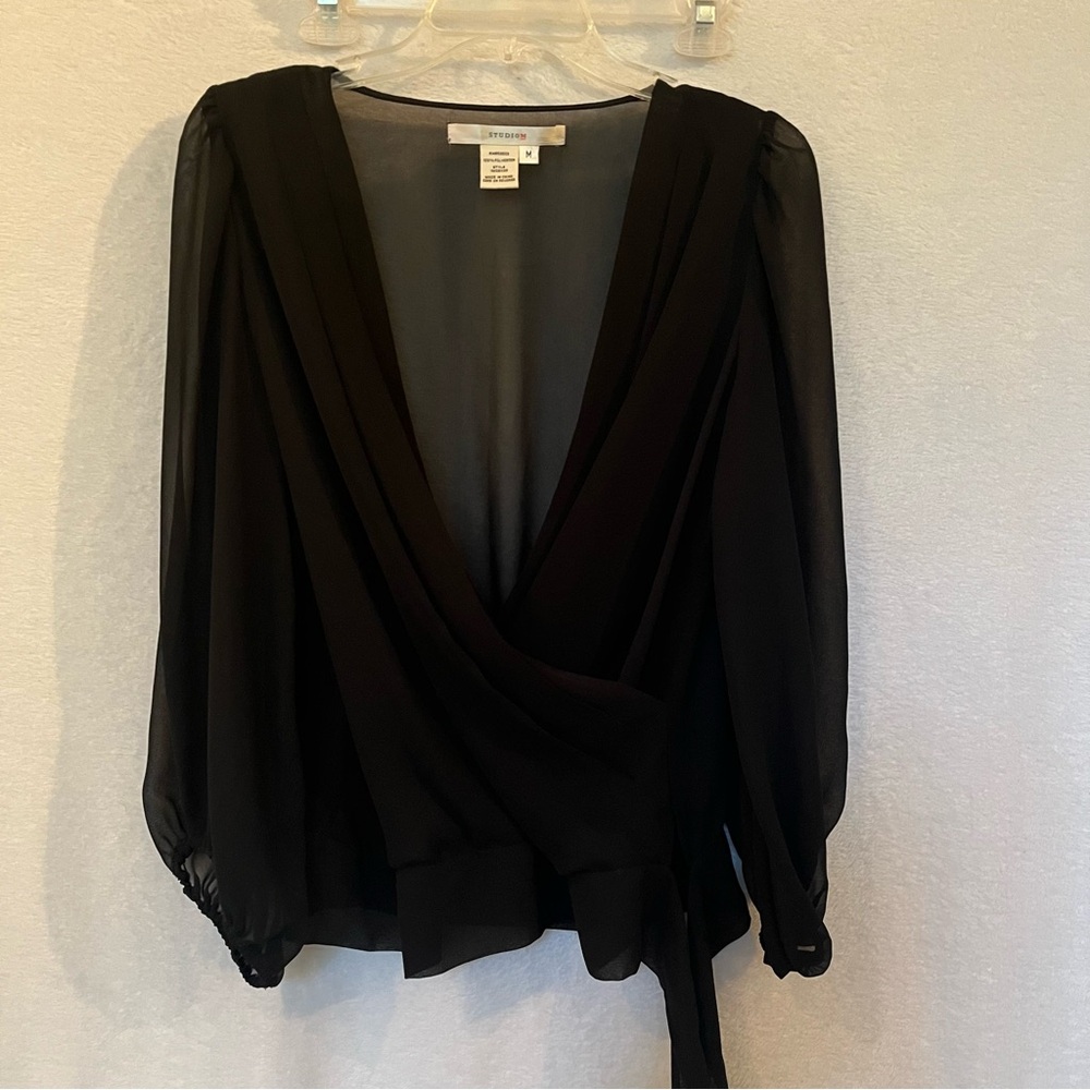 Studio M Black Wrap Blouse